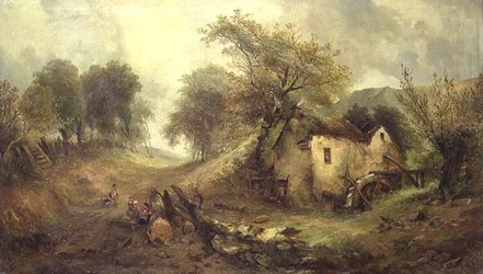 Children on a Path by a Mill