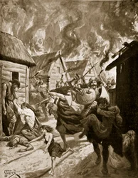 Canterbury Burned by the Danes, 851 AD, illustration from 