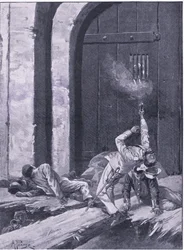 Delhi: Lieutenant Salkeld, Bengal Engineers blowing up the Kashmir Gate