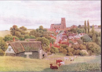 The Church on the Hill, Kersey, Suffolk, from The Cottages and the Village Life of Rural England published by Dent & Sons Limited, 1912