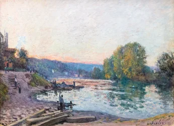 Banks of the Seine, Sunlight Effect at Dusk