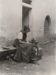 Old Woman with Spinning Wheel