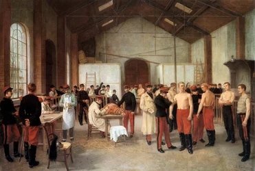 Vaccination of French officers session at Val de Grace hospital in Paris in c.1900