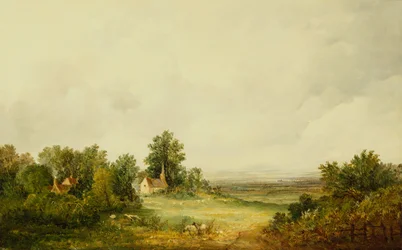 Sheep by a Church in a Wooded Landscape