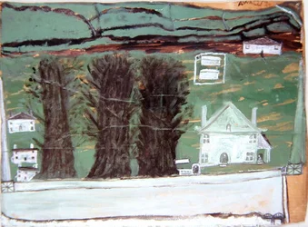Three Trees, White House in a Landscape