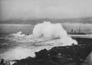 Breakwater, Colombo, During S.-W. Monsoon