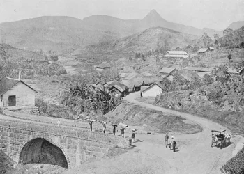 View of Maskeliya showing Adams Peak, c. 1890, 1910
