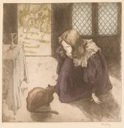 Interior, Little Girl with Cat