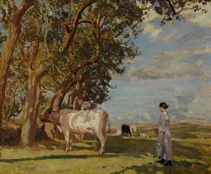 Summer Mornings, A Milk Maid and Cattle