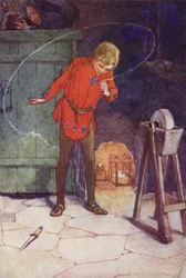 He Perceived Tinker Bell in His Glass (colour litho)