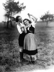 Villa Rosa Maltoni Mussolini: two adolescents wearing traditional Friulian costumes