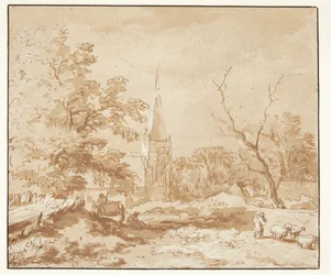 Landscape with Trees and a Church
