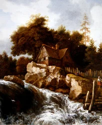 A Rocky Nordic Landscape with Peasants on a Path