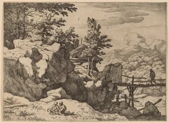 Man on a Small Wooden Bridge