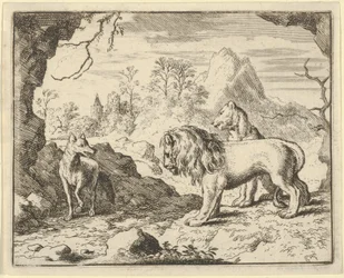 Renard Convinces the Lion and Lioness of Finding a Treasure His Father Stole from Them, 1650-75