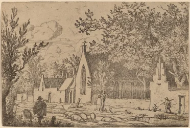 Swine Herd near a Chapel