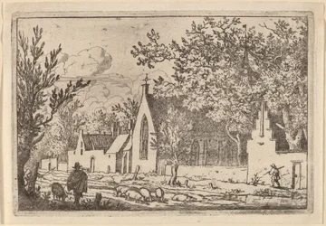 Swine Herd near a Chapel