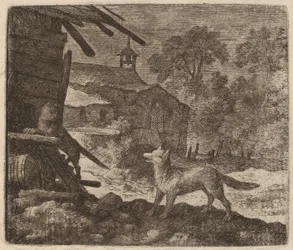The Cat Enters the Barn as Reynard Looks On