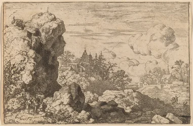 Three Travelers at the Foot of a High Rock, probably c. 1645-1656