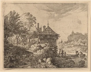 Two Boats Approaching a Hut