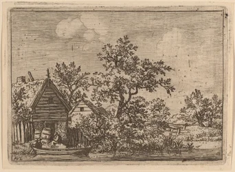 Two Casks in Front of a Cottage