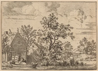 Two Casks in Front of a Cottage
