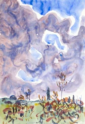 Watercolor no. 31, Landscape with Clouds