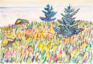 Field with Two Pine Trees