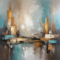 Teal Gold Cityscape