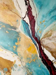 Teal Gold Marble Abstract