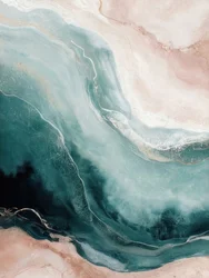 Teal Pink Ocean Waves