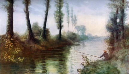 A Canal with a Fisherman, c1857-1911