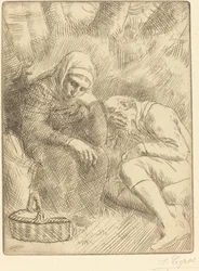 Man and Wife Seated by the Road with a Basket