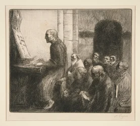 Monk Playing the Organ in Church