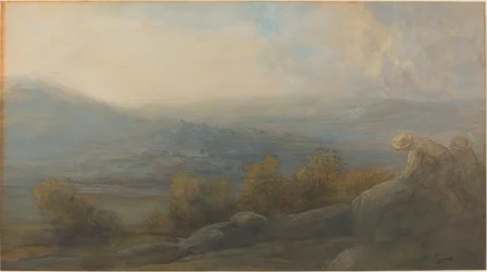 Mountain Landscape with Two Figures at the Right