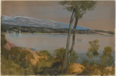 Mountains Seen Beyond a Lake