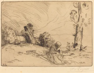 Peasant Woman Seated near a Hedge