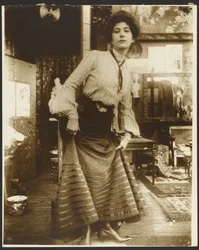Female Model in Striped Blouse and Long Dress, Paris