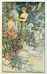 Illustration by Alphonse Mucha from "Clio" a work by French author Anatole France. 1900