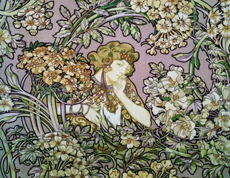 Woman among flowers, c.1900