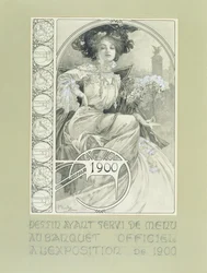 Official Banquet of the Paris International Exhibition 1900. Design for the menu.