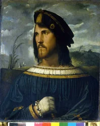 Cesare Borgia. Painting by Altobello Melone 16th century. Accademia Carrara. Bergamo
