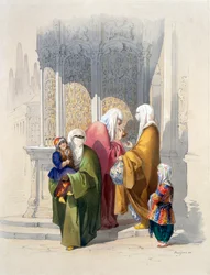 Street scene with passers-by including a poor black African woman and child, slave or freed slave, from 