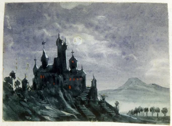 View of a Fantastic Chateau by Moonlight