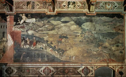 The Countryside (detail) - Fresco by Ambrogio Lorenzetti