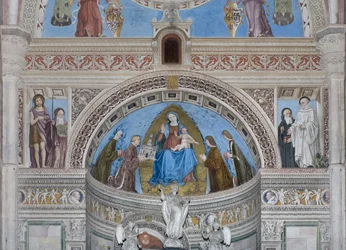 Gian Galeazzo Visconti and Sons Offering the Model of the Charterhouse to the Virgin Mary