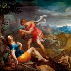 Tancred Baptizes Clorinda (Illustration for the poem 