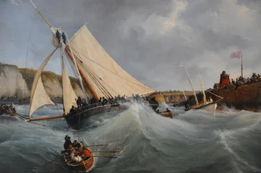 The Furet Cutter of the State in the Service of Her Royal Highness Madame the Duchess of Berry Leaving the Port of Dieppe