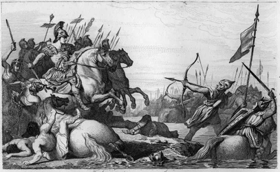 Clodion, The Hairy Retreats Across the Bridge after his Defeat by Aetius - Clodion dit 
