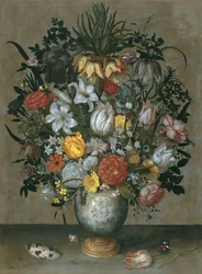 Chinese Vase with Flowers, Shells and Insects
